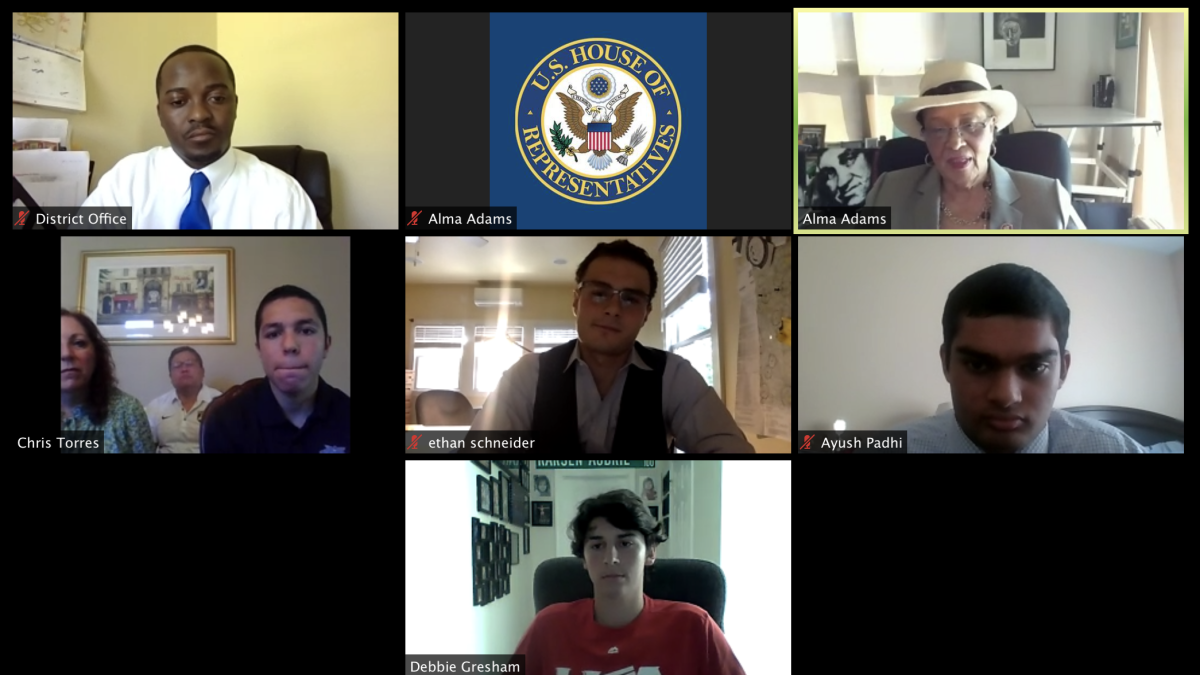 Screenshot of Rep. Adams' Service Academy Nominees on Zoom