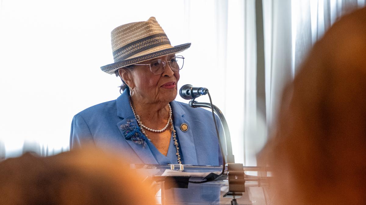 Congresswoman Adams speaks before HBCU STEAM Days attendees