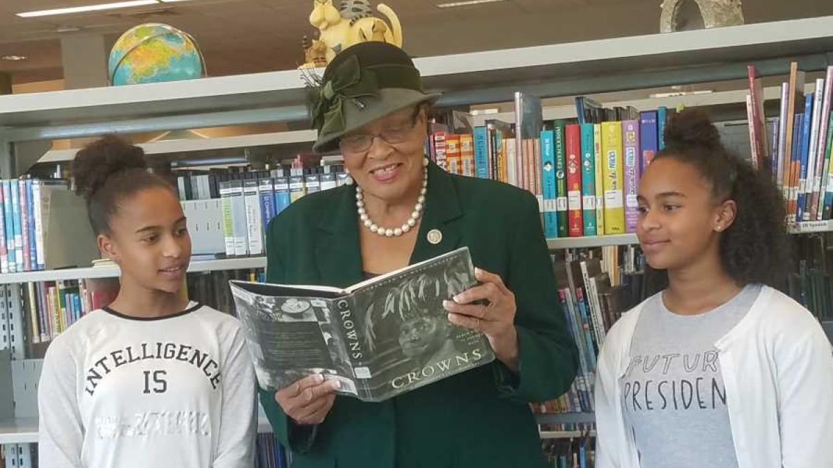 Congresswoman Adams and Young Students