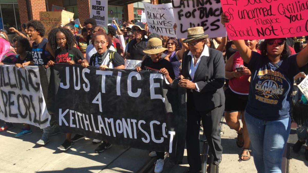 Rep. Adams Marching with Protesters