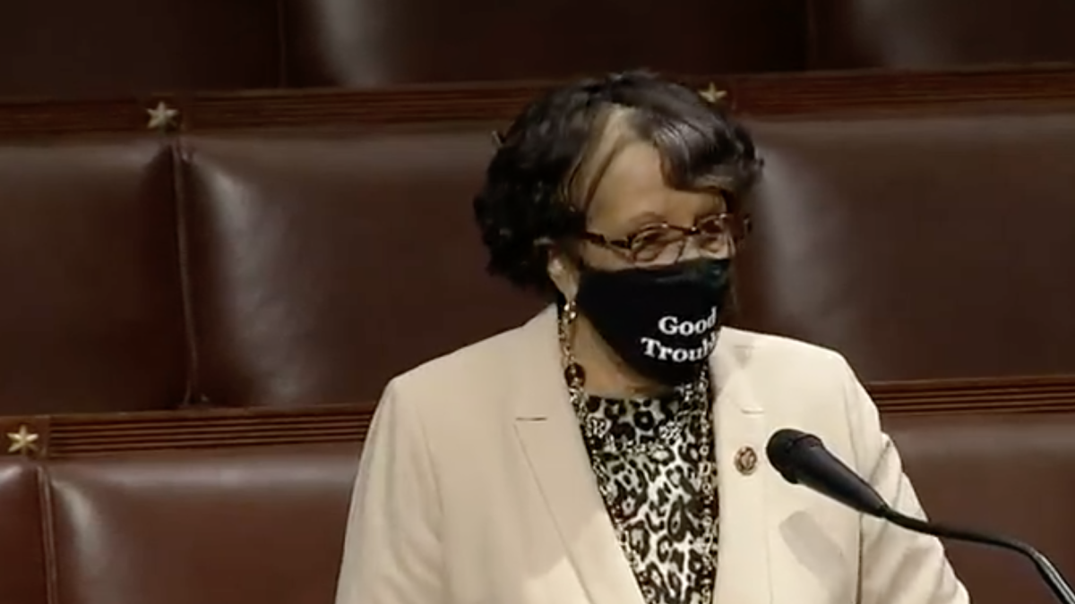Alma Adams with Good Trouble Face Mask