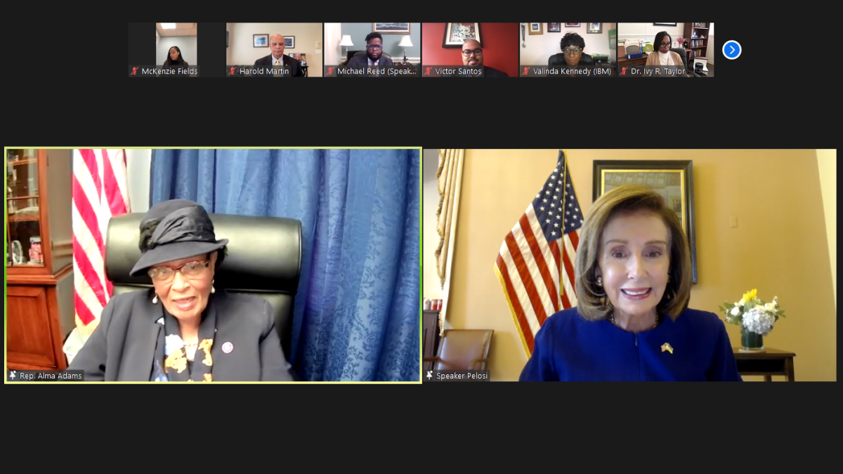 Zoom meeting with Rep. Adams and Speaker Pelosi