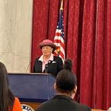 Rep. Alma Adams speaking at a press conference