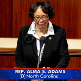 Alma Adams delivering a floor speech on April 18, 2023