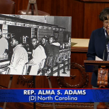 Rep. Adams on the floor of the House delivering a speech on the Greensboro Four