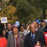Congressswoman Adams marches with Congressman Lewis