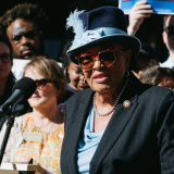 Rep. Adams speaking at a rally