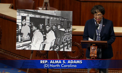 Rep. Adams on the floor of the House delivering a speech on the Greensboro Four