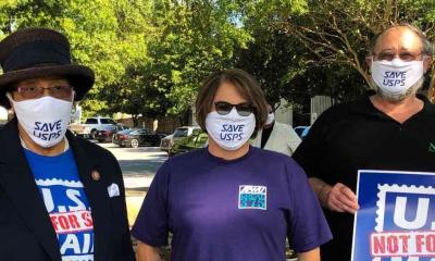 Rep. Adams and friends wearing "Save USPS" masks